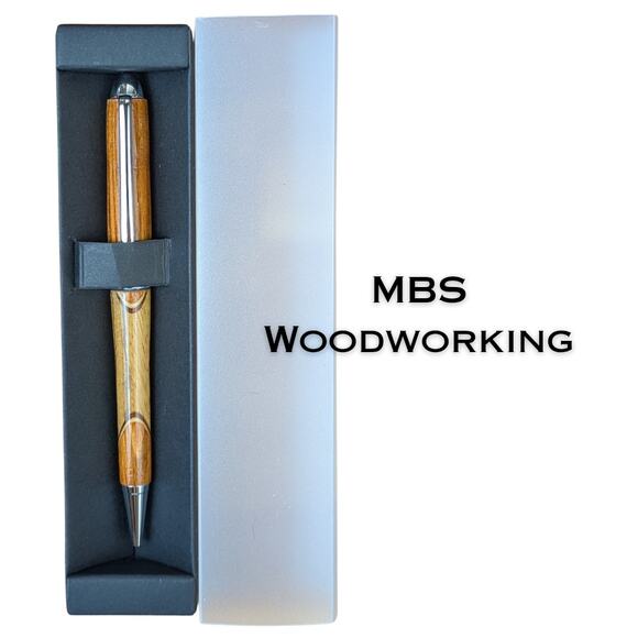 Handcrafted Cherry & Oak Wood Click Pen Retro Curve Mod 60s Vibe USA Made - Picture 6 of 7